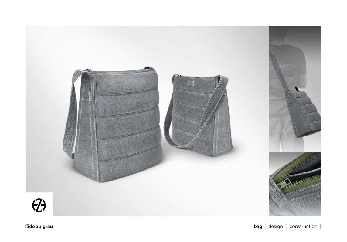 gray bag with zipper and handle