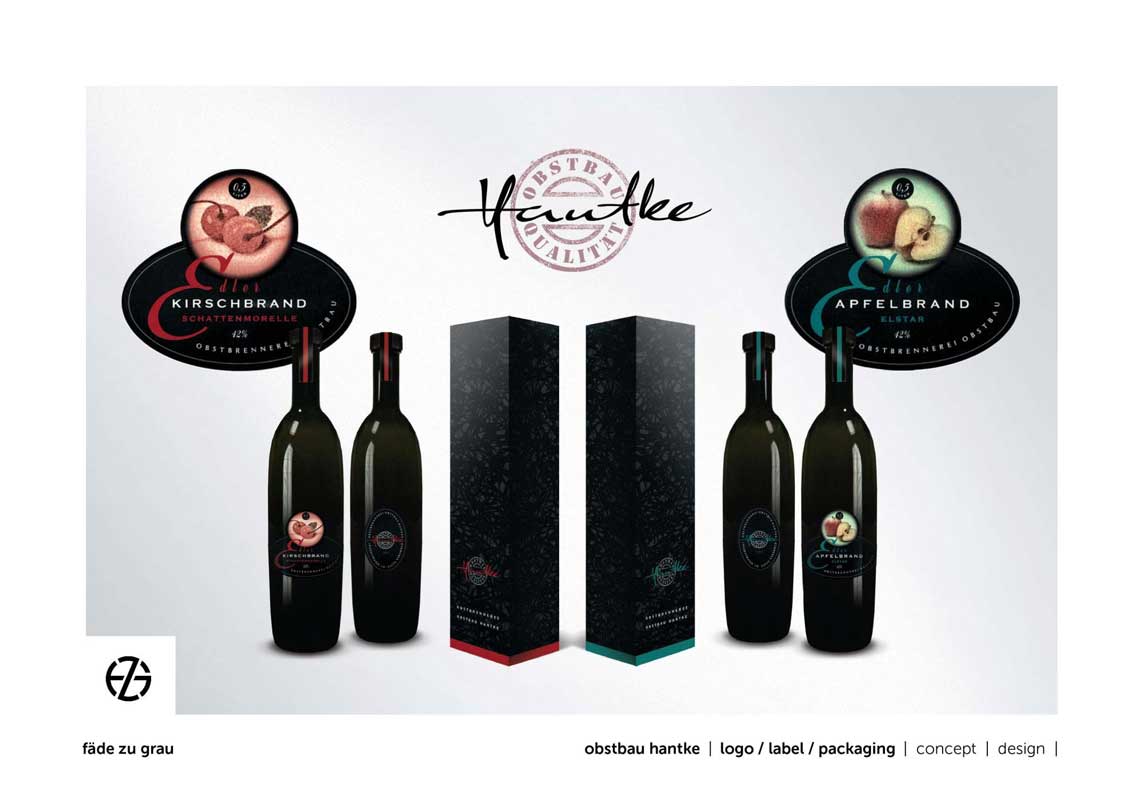 graphic design for hantke brandy bottle package