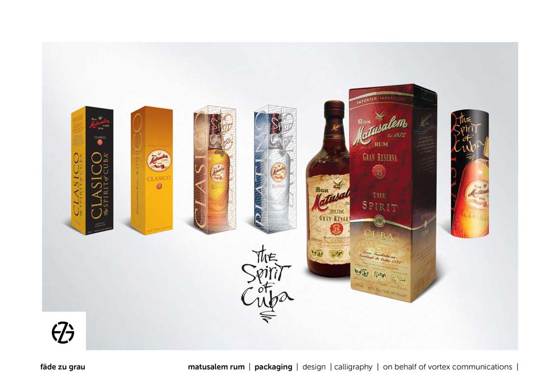 graphic design for matusalem rum bottle packaging